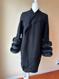 NEW Saks Fifth Avenue Faux Fur Cuff Cardigan