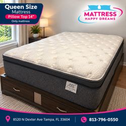 Queen Size Pillow Top Mattress – 14” Thick | ✨ Brand New from Factory | Excellent Comfort | Also in Twin, Full & King | 🚚 Same-Day Delivery