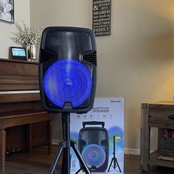 15” IQSound Bluetooth Rechargeable Speaker With Microphone and LED Lights Display . Brand NEW……..