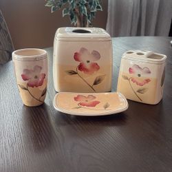 Ceramic Bathroom Accessories Set Tissue Holder Soap Dish Etc 