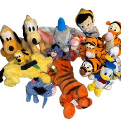 Disney plush Lot Of 16 Tigger Donald Duck Pluto Etc