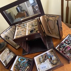 Used Jewelry Box And Jewelry 