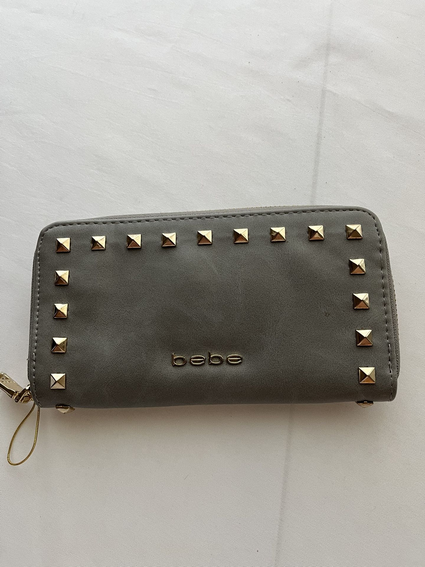 Authentic Bebe Gold Studded Zip Around Wallet