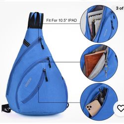 Left Right Shoulder Chest Bag Women Men Teenagers Girl Crossbody Sling Messenger bag. Backpack. Blue