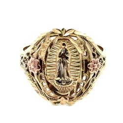 Woman’s Ladies 10k Tri Toned Rose White Yellow Gold Virgin Mary Ring Size 10 GP3121780