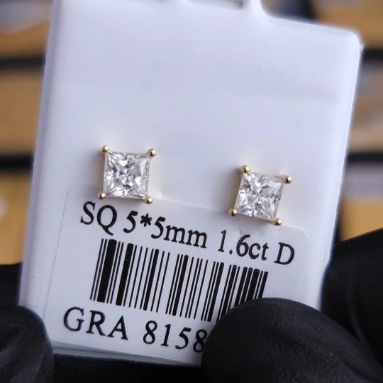 Moissanite Earrings In 925 Silver Screwbacks