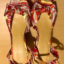 WOMEN SHOES NINE WEST MULTICOLORED WEDGE HEELS SIZE 9B