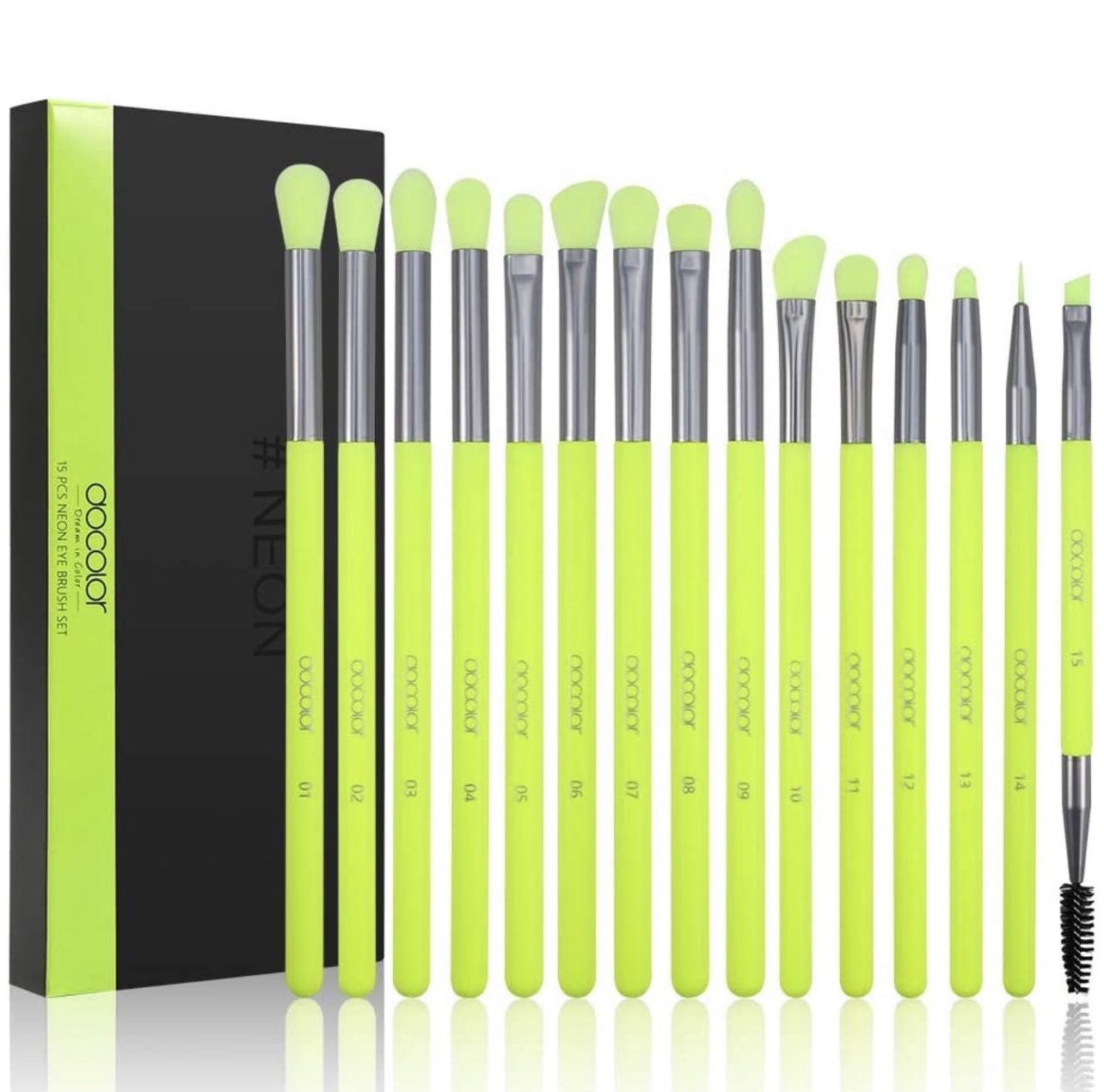 Eye Makeup Brush Set 15 Pcs Neon 15pc
