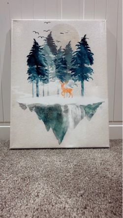 Deer Forest Floating Island Canvas Wall Art