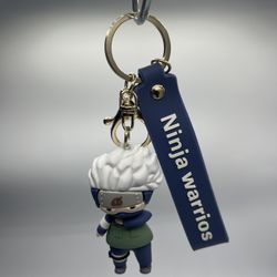 Ninja Warrior Character Keychain with Figure Charm and Name Tag