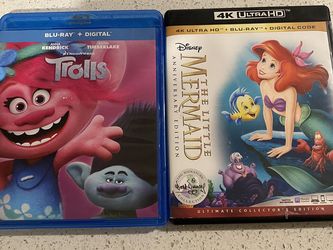 Trolls and The little mermaid blue ray dvd.