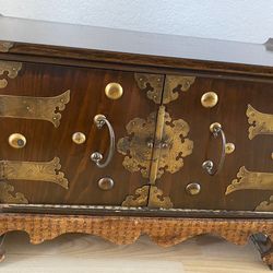 Vintage Asian Style Cabinet with Brass Hardware