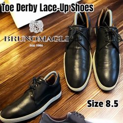 Bruno Magli Men’s Colina Plain Toe Derby Lace-Up Shoes, Size 8.5. Black