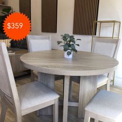 Gorgeous Modern ‼️5-pc Round Dining Dining Table Set Light Gray 