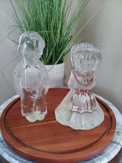 $20 Vintage Viking Crystal Boy Girl Bookends. These are Absolutely Beautiful