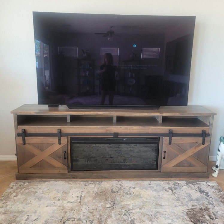 84" FIREPLACE TV Stand .farmhouse