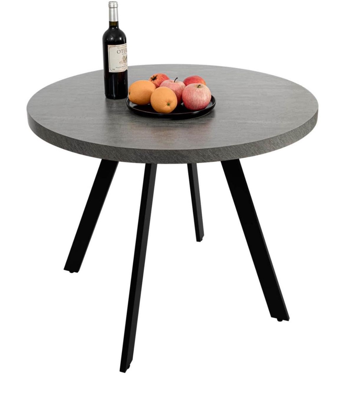 CangLong 35.5" Round Dining Table Mid-Century Modern Table with Solid Metal Legs Leisure Table for Home, Conference, Office & Restaurant,