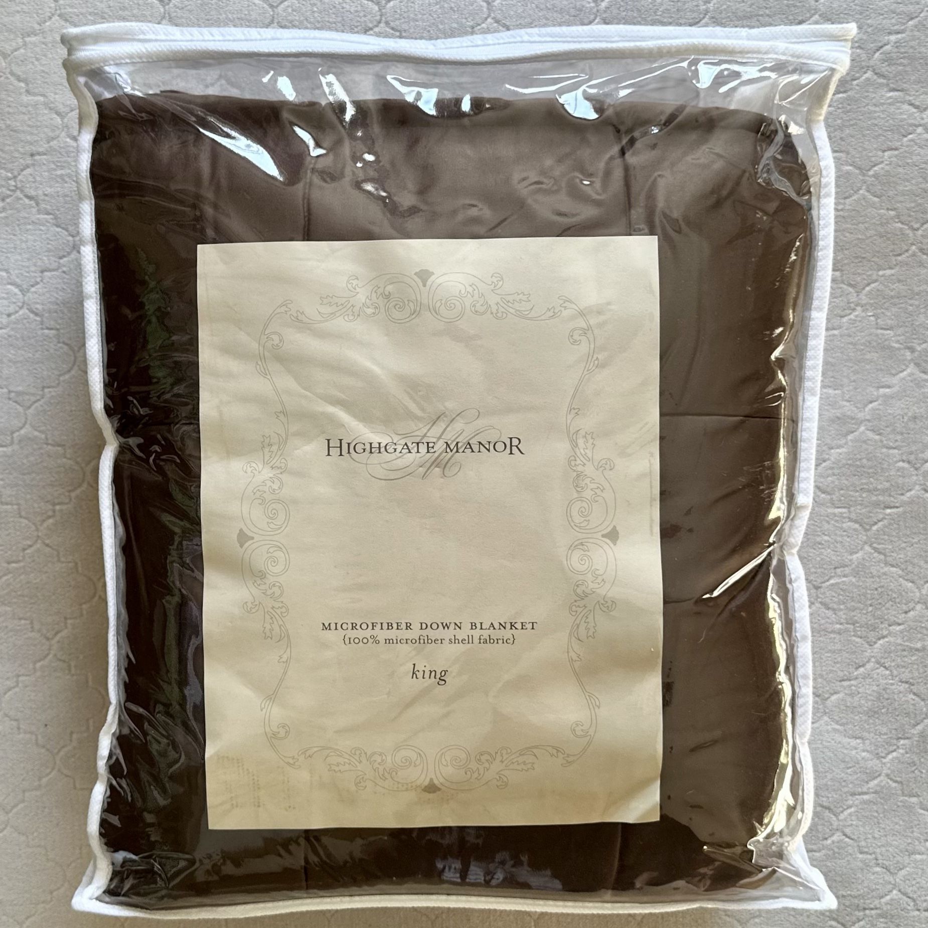 Brand New Highgate Manor Microfiber Down Blanket, Chocolate (King)