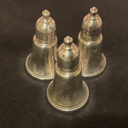 Vintage Sterling Silver (set Of 3)salt & Pepper Set,by DUCHIN CREATION..WEIGHTED