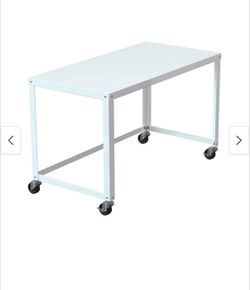 Mobile Metal Desk for Home Office - White