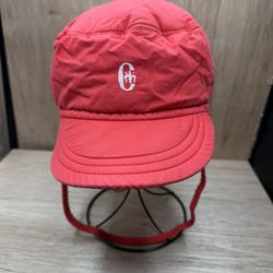 Vintage CONTE of FLORENCE REd Down Filled Ear Flap Ski Cap Vero Piumino Italy MD