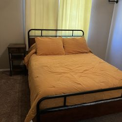 Full Size Bed, Frame And End Table 