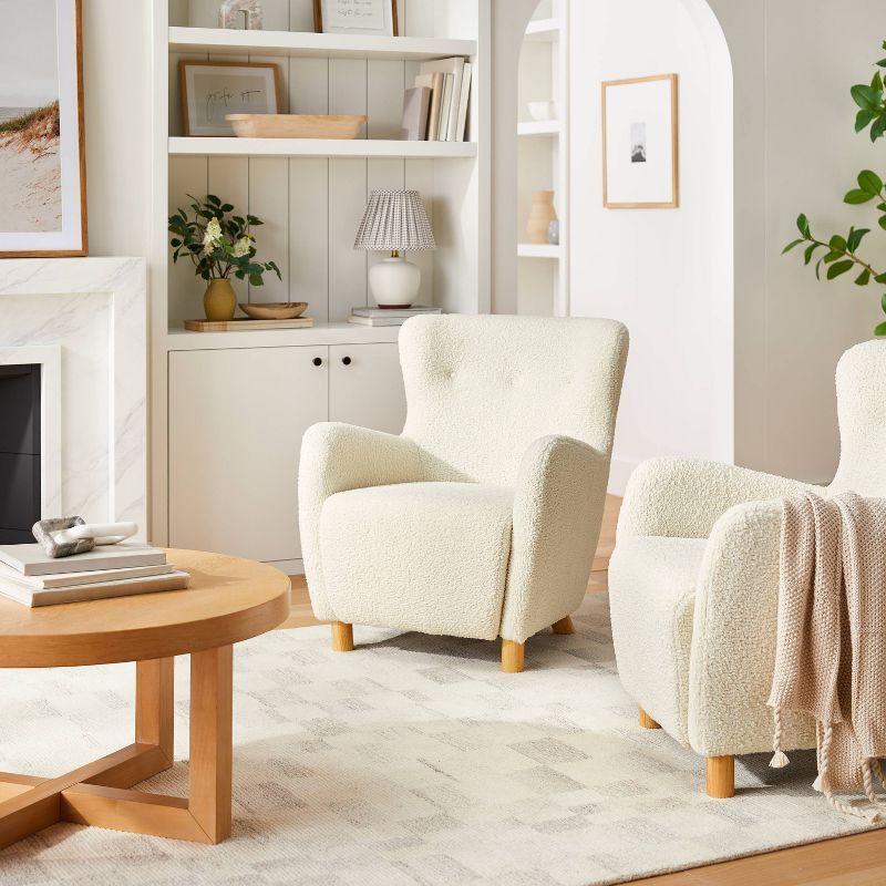 Kessler Wingback Faux Sherling Accent Chair Cream - Thresholdâ„¢ designed with Studio McGee