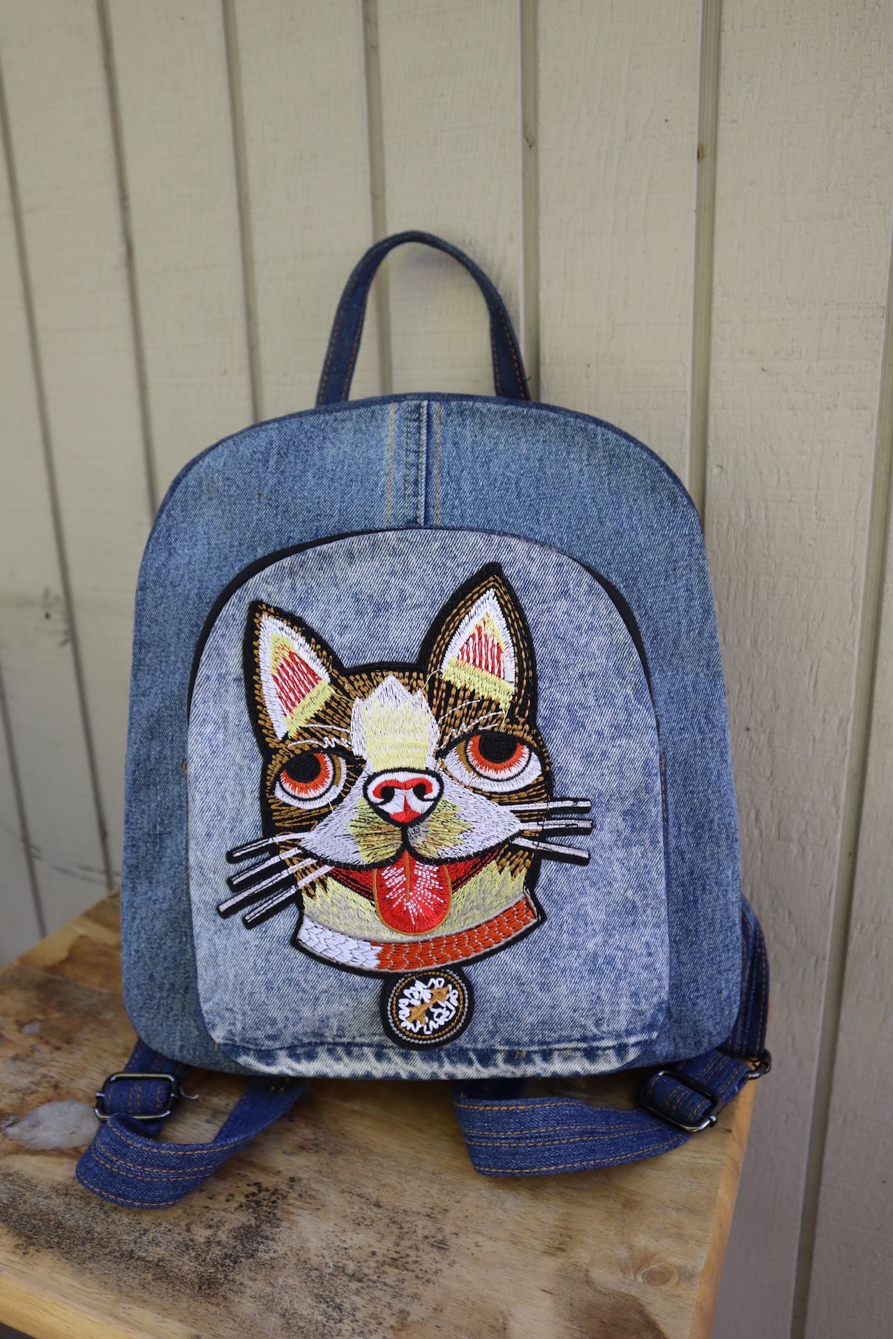 Handmade Recycled Denim Backpack 