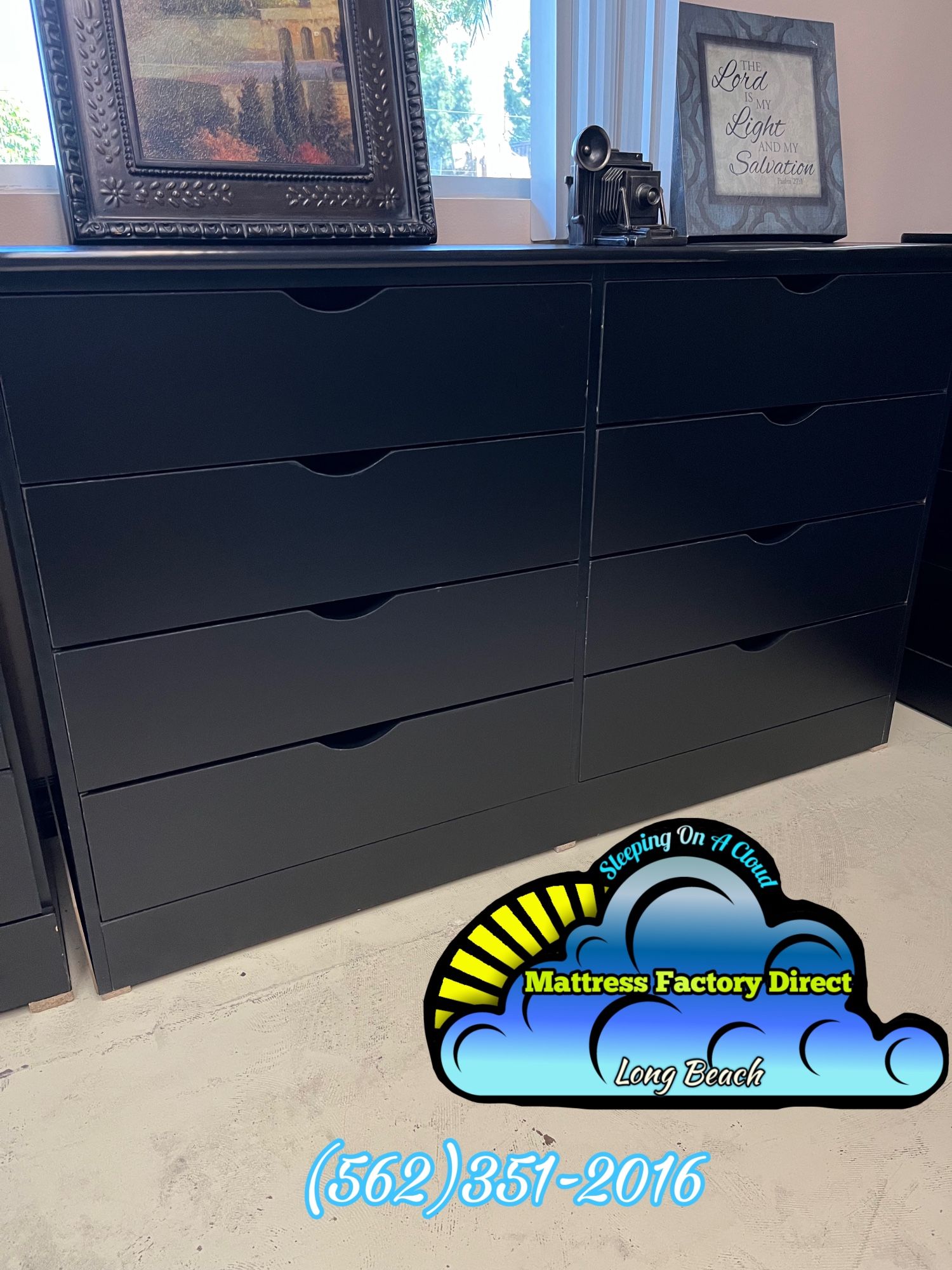 Fully Assembled 8 Drawer Black Wood Dresser Fully Assembled 8 Drawer Black Wood Dresser