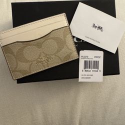 Coach Slim Card Holder – Signature Canvas, Khaki/Chalk