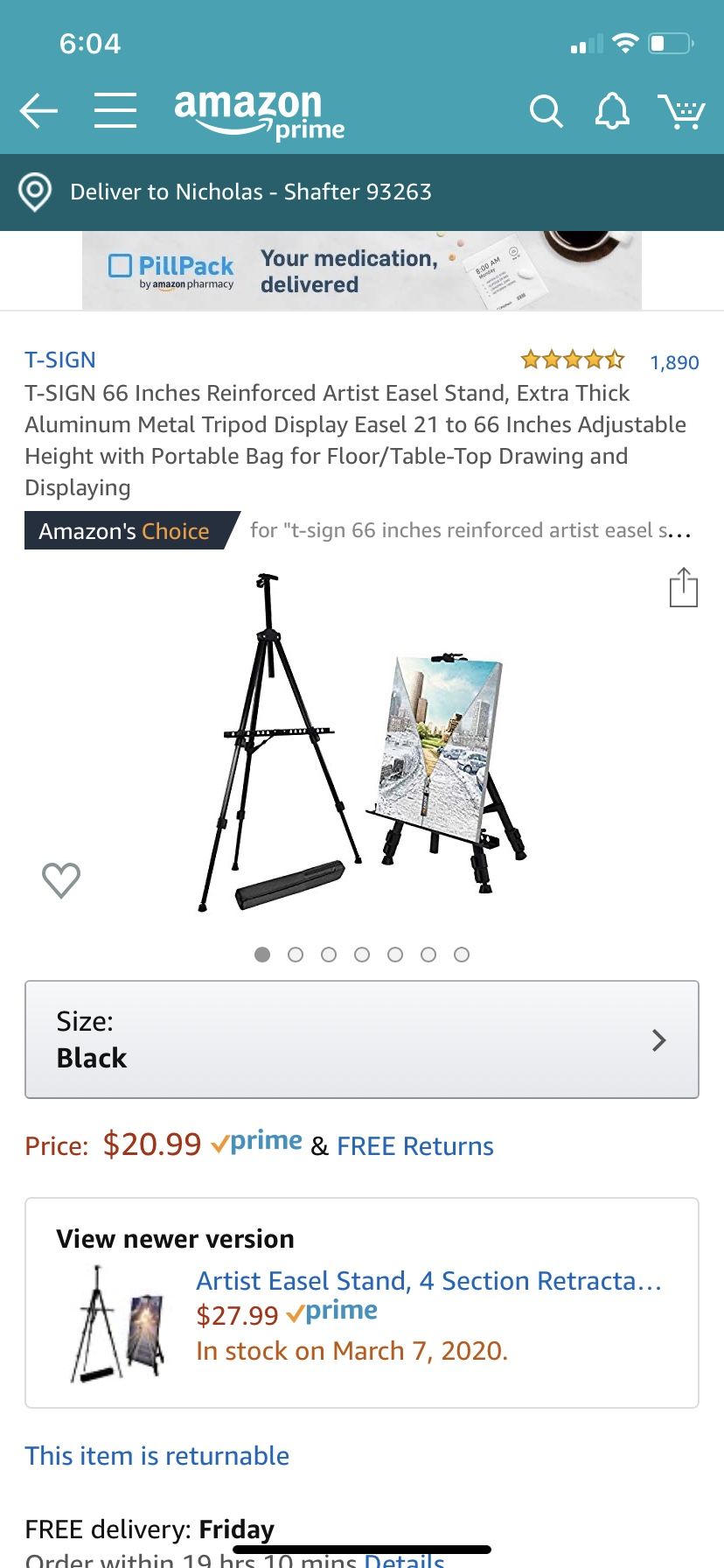 66” Field Easel with bag