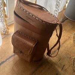 Traditional Leather Matera Picnic Gourd Carry Bag