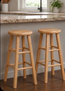 Set of 2 Solid Wood Counter Stools – 24” – Natural Finish