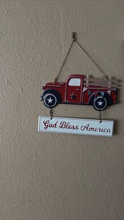 God Bless America Patriotic Truck Wall Sign