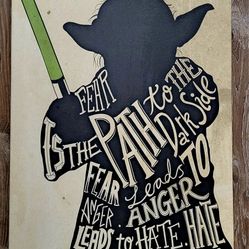 HEY NOW! STAR WARS JEDI MASTER YODA DARK SIDE FEAR ANGER HATE CANVAS WALL ART DECOR