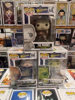Funko! Monster mummy #115 wolf man #114 Frankenstein #112