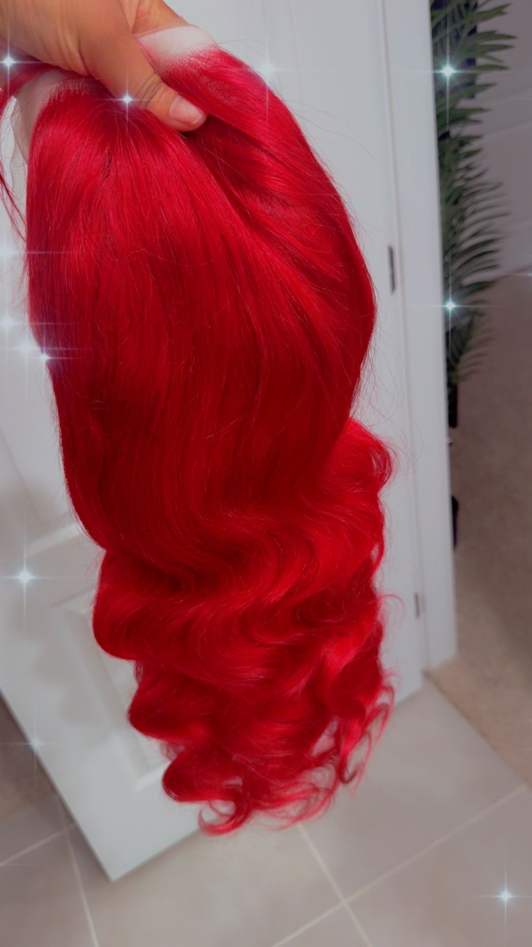 26 Inches Red Lace Front Wig Human Hair Body Wave 13*4 HD Hot Red