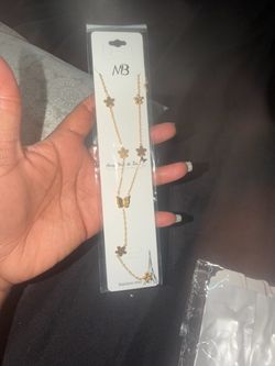 Gold Stainless Steel Flower Butterfly Necklace