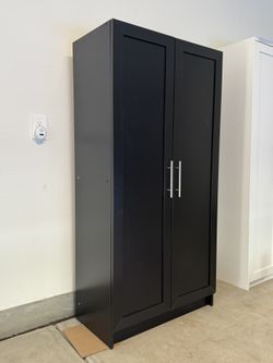 Modern Black Storage Cabinet / Pantry Cabinet – Excellent Condition