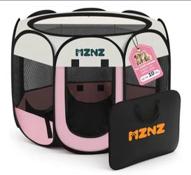 Mznz Dog Cat Playpen, Portable Small Animal Playpen,pink