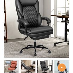 Brand New Leather Reclining Office Chair With Footrest