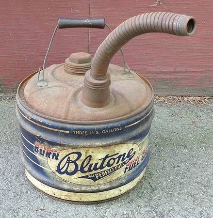 Gas and Oil - Old Metal 3 Gallon Blutone Gas Can