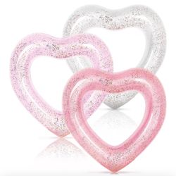 3Pcs Inflatable Heart Shaped Pool Float Rings