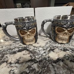 Metal SKULL MUGS...($25 for 2 )