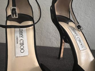 Jimmy Choo Black Strappy Satin Heel EUR: 38.5 US: 7.5.