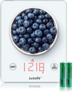 Digital Kitchen Scale, Multifunction Food Scale and LED Screen Display, Glass Platform, Capacity Range from 0.1oz (1g) to 11lbs (5000g), Batteries In