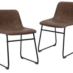  SONGMICS Dining Chairs, Set of 2 Mid-Century Modern Kitchen Chairs with Backrest, Metal Legs, Comfortable Wide Seat, Synthetic Leather Cover, Load Ca