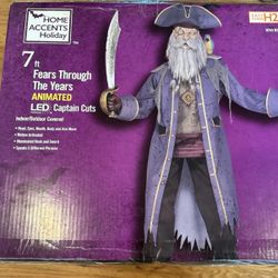 7' Animated LED CAPTAIN CUTS Servo PIRATE Halloween ANIMATRONIC HOME DEPOT New!