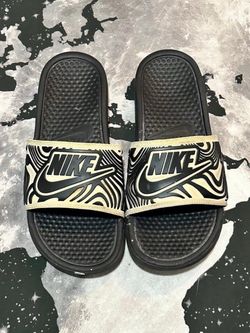 Nike Benassi JDI Slides White Black Abstract