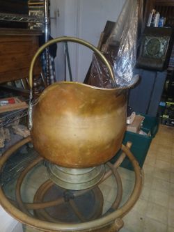 Antique  Large Cooper Coal Scuttle with Brass Base/Handle
